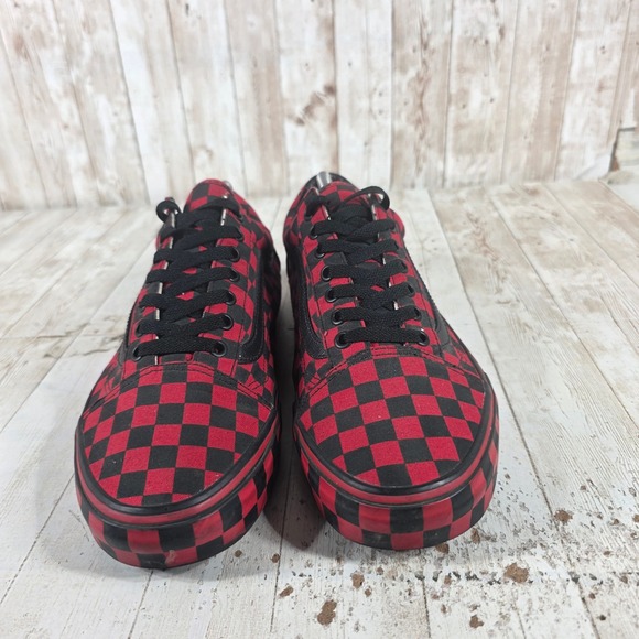 Vans Old Skool Red Black Checkerboard Skate Shoes Mens 10 Low Top 721454 - Picture 4 of 8